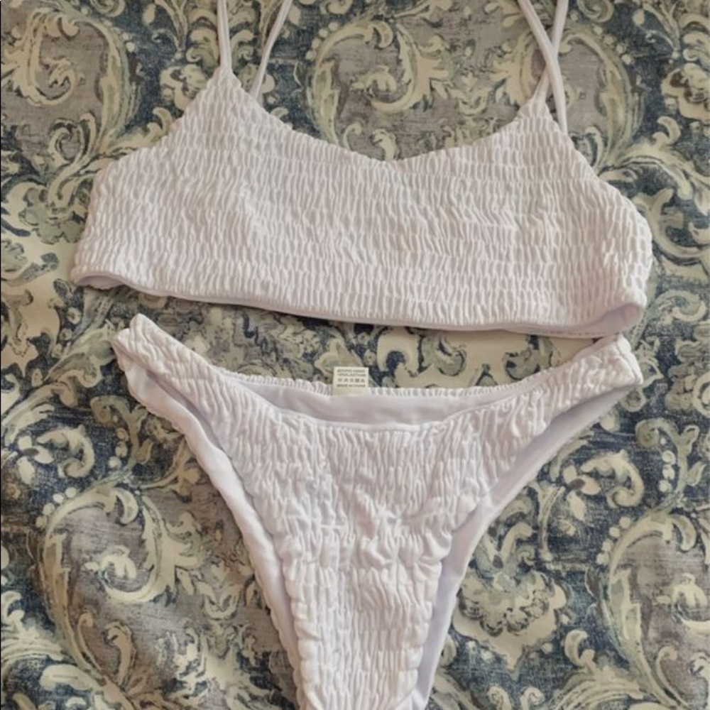 White ruched bikini